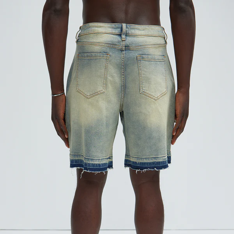 Calvin | Men'S Spring And Summer Fashion Casual Washed Raw Edge Decorated Denim Shorts