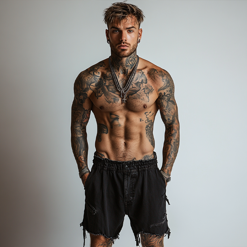 Edwin | Men'S Solid Color Ripped Denim Shorts