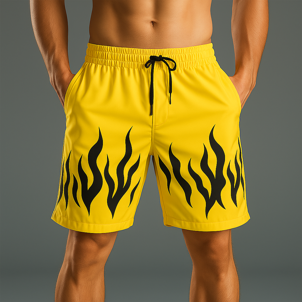 Armand | Men'S Summer Fashion Flame Print Cotton Blend Sports Shorts
