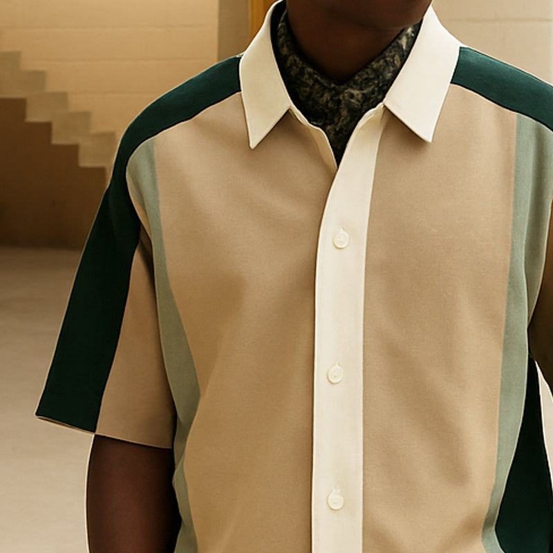 Russell | Men'S Summer Fashion Color Matching Casual Short-Sleeved Shirt