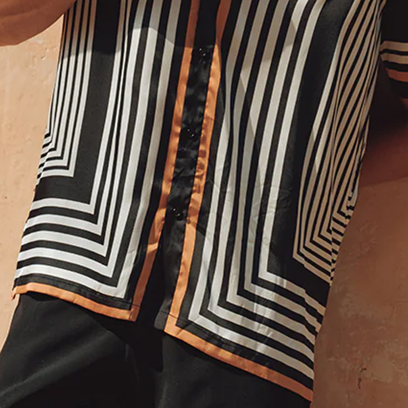 Christian | Men'S Retro Casual Contrast Stripe Printed Satin Short Sleeve Shirt