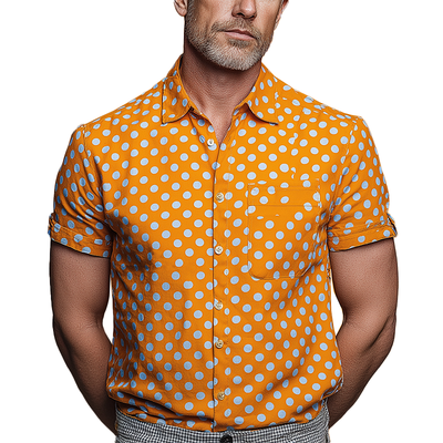 Stuart | Men'S Summer Fashion Polka Dot Cotton Blended Short Sleeve Shirt