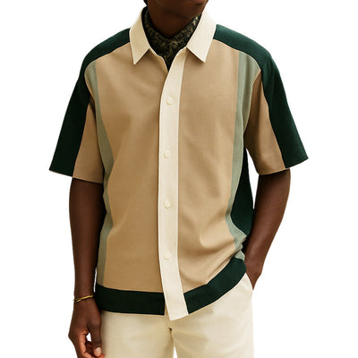 Russell | Men'S Summer Fashion Color Matching Casual Short-Sleeved Shirt