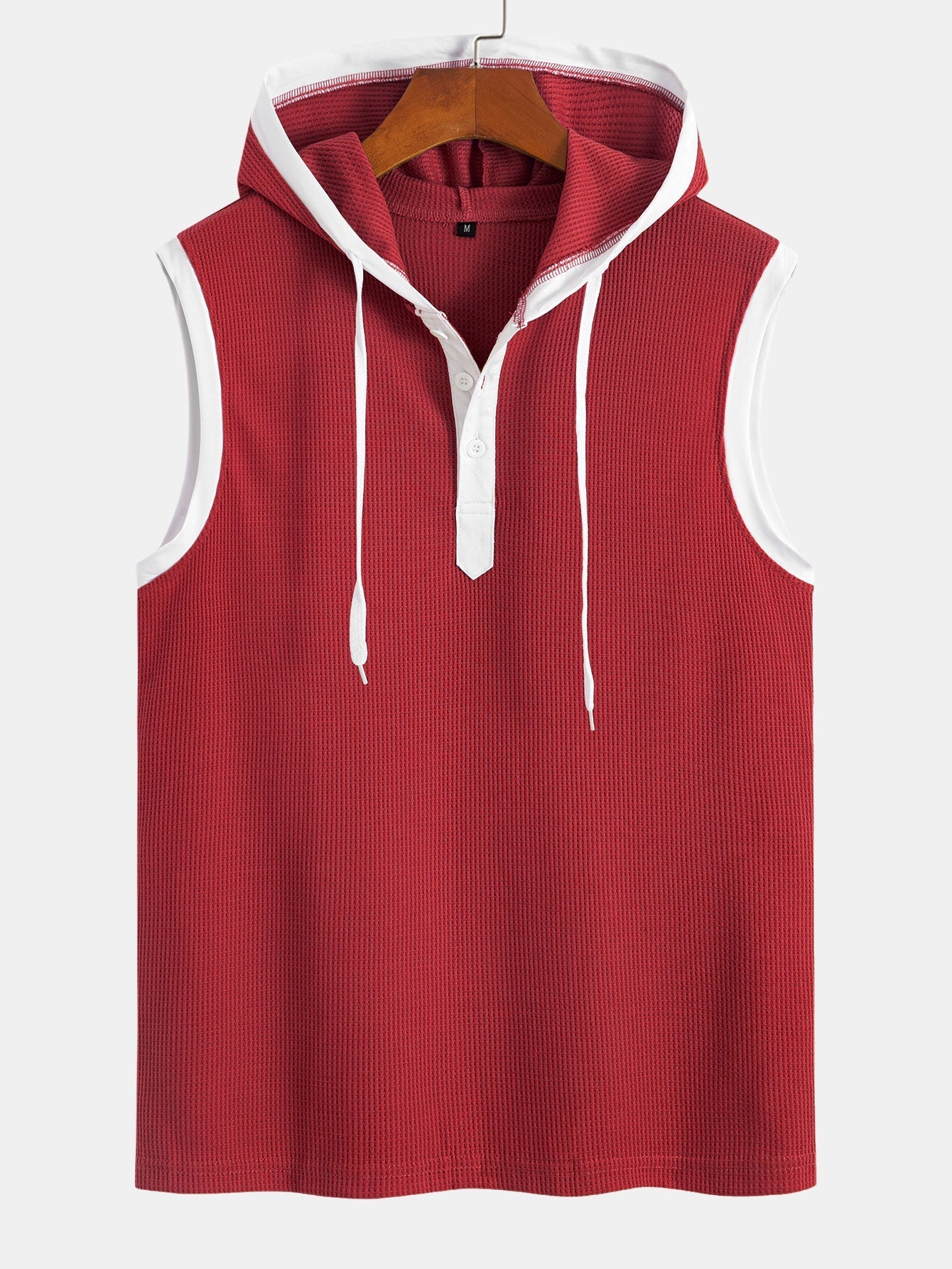 Edmundo® | Contrast Waffle Half Open Hooded Vest