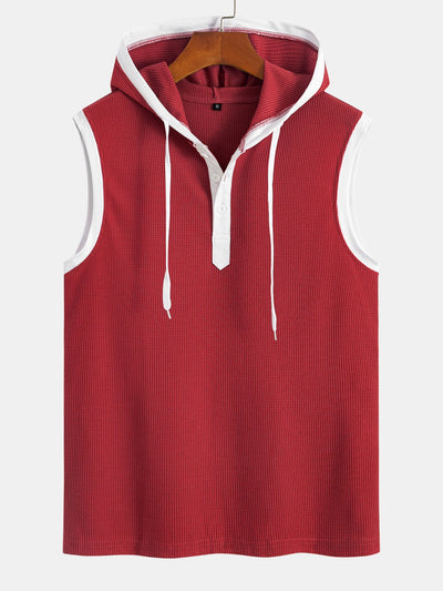 Edmundo® | Contrast Waffle Half Open Hooded Vest