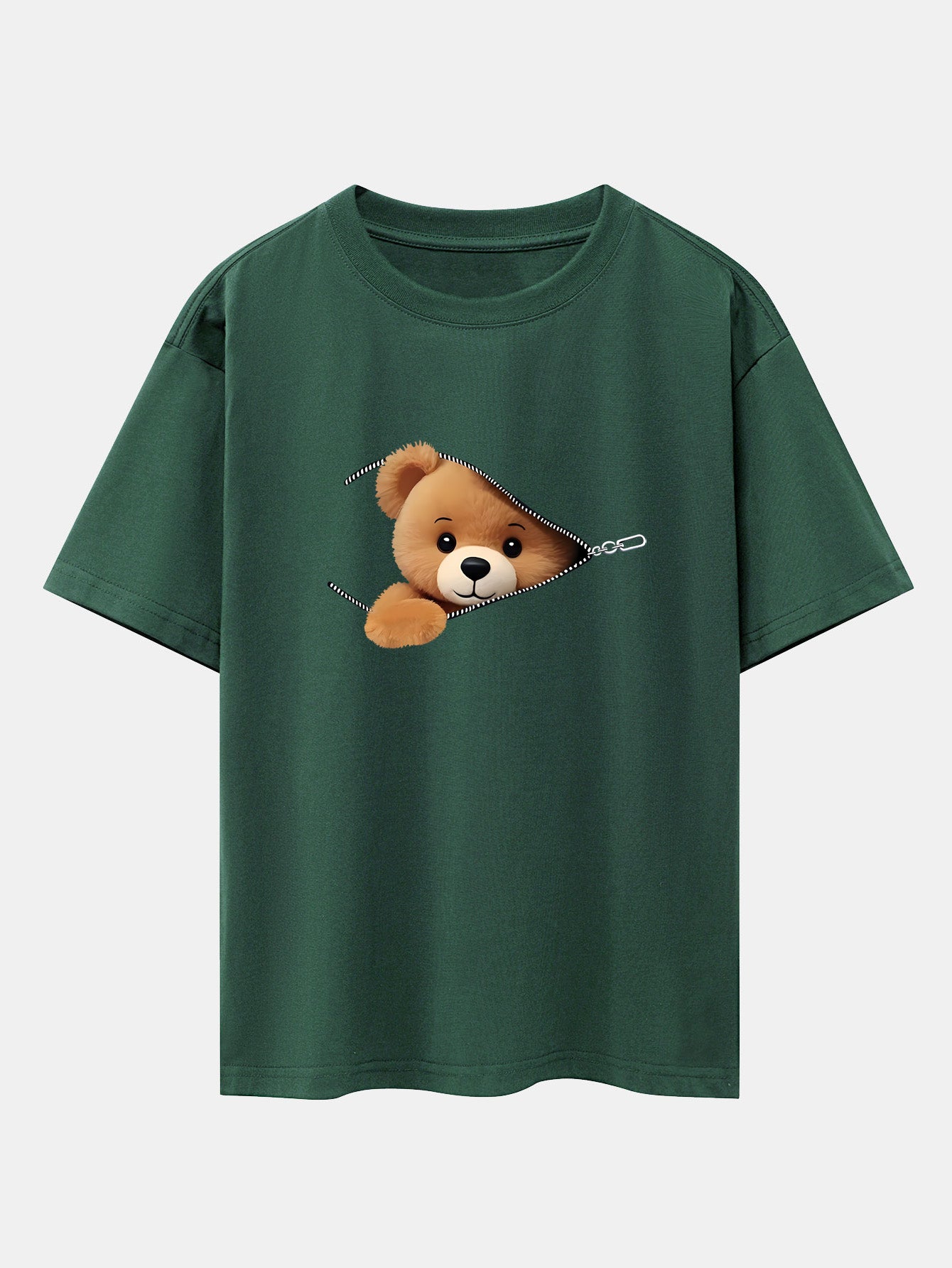 Gumersindo® | Zipper Bear Print Drop Shoulder Oversize T-Shirt