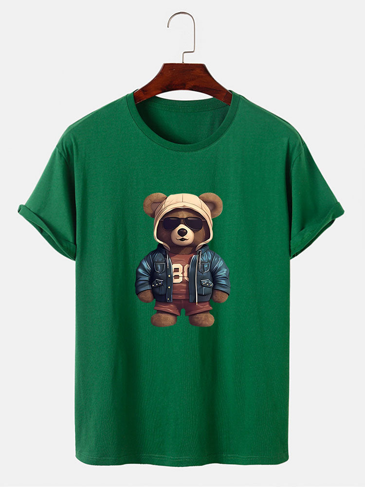 Ubaldo® | Bear In Leather Jacket Print T-Shirt