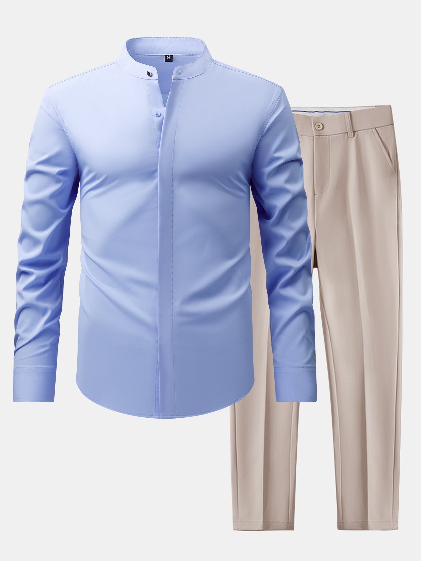 hola HIGH NECK SHIRT & SLIM FIT FLARED LEG PANTS