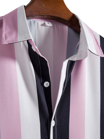 Aspen® | Wide Striped Print Button Up Shirt