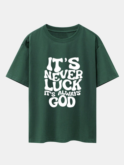 Dolores® | God Slogan Print Drop Shoulder Oversize T-Shirt