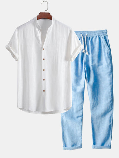 Jovanni® | Linen And Rayon V-Neck Shirt & Straight Leg Linen Pants