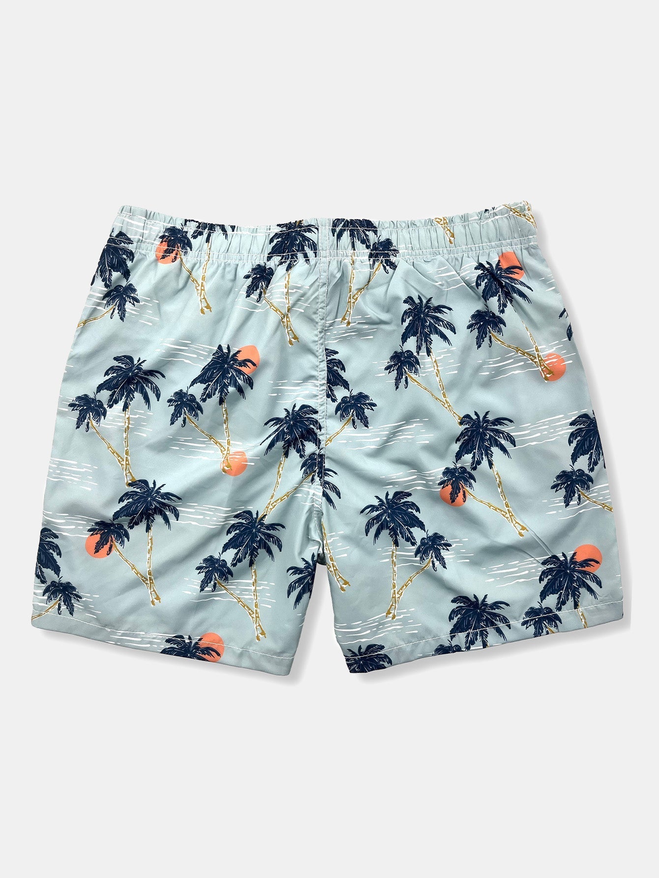 Basilio® | Linen Rayon Blend Button Up Shirt & Palm Tree Sunset Print Swim Shorts