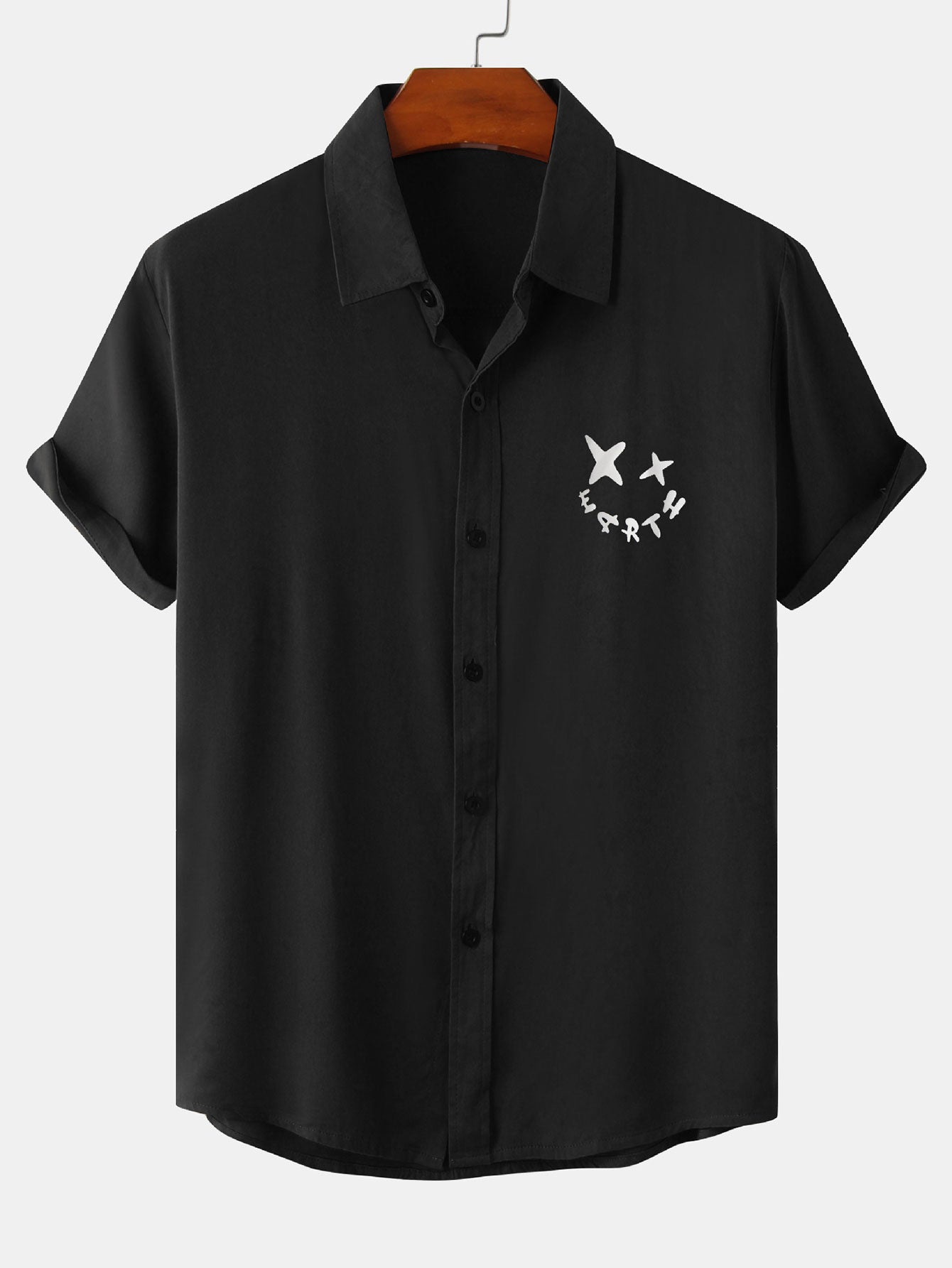 Apisai® | Smiley Graphic Print Button Up Shirt