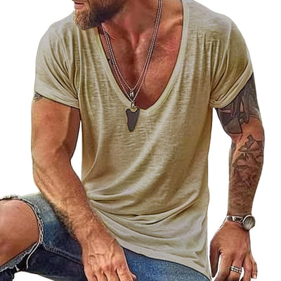 Men's Casal Cotn V Neck Short-Sleeved T-Shirt
