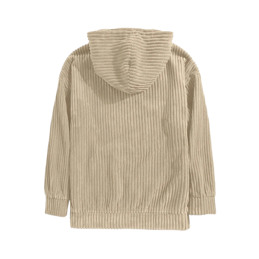 Dionel | Men's structured corduroy hoodie with kangaroo pocket