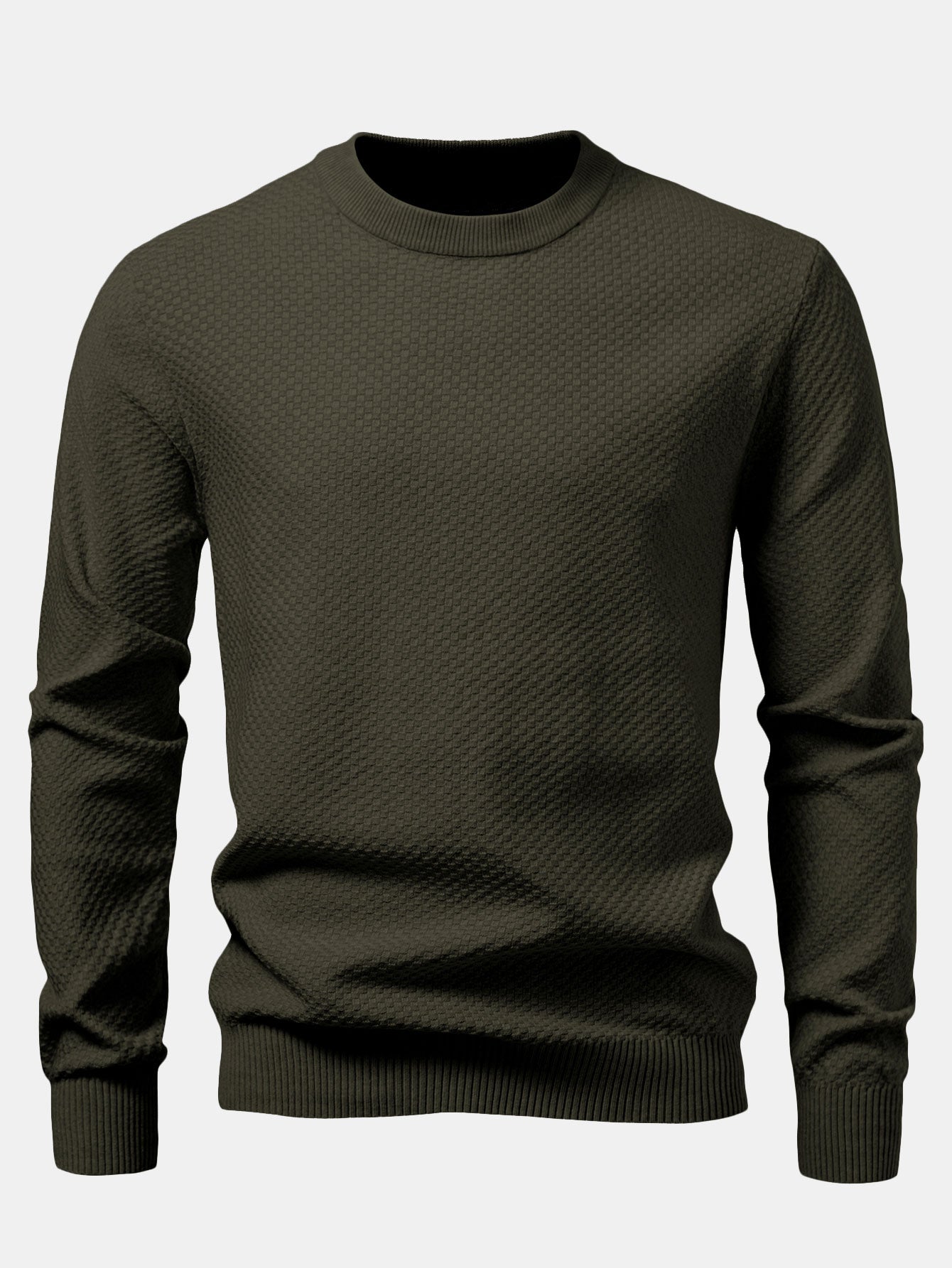 Anselmo® | Checkerboard Textured Crew Neck Sweater