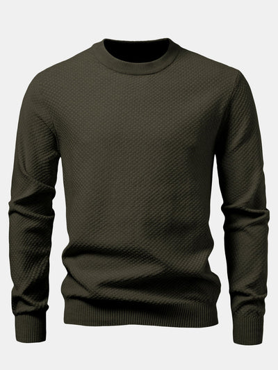 Anselmo® | Checkerboard Textured Crew Neck Sweater
