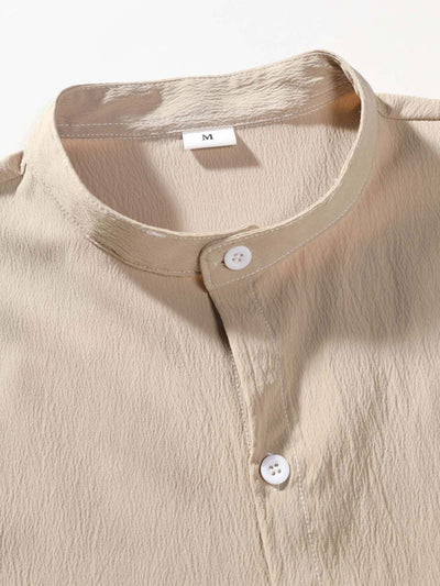 Aristodemo® | Wrinkled Texture Stand Collar Shirt