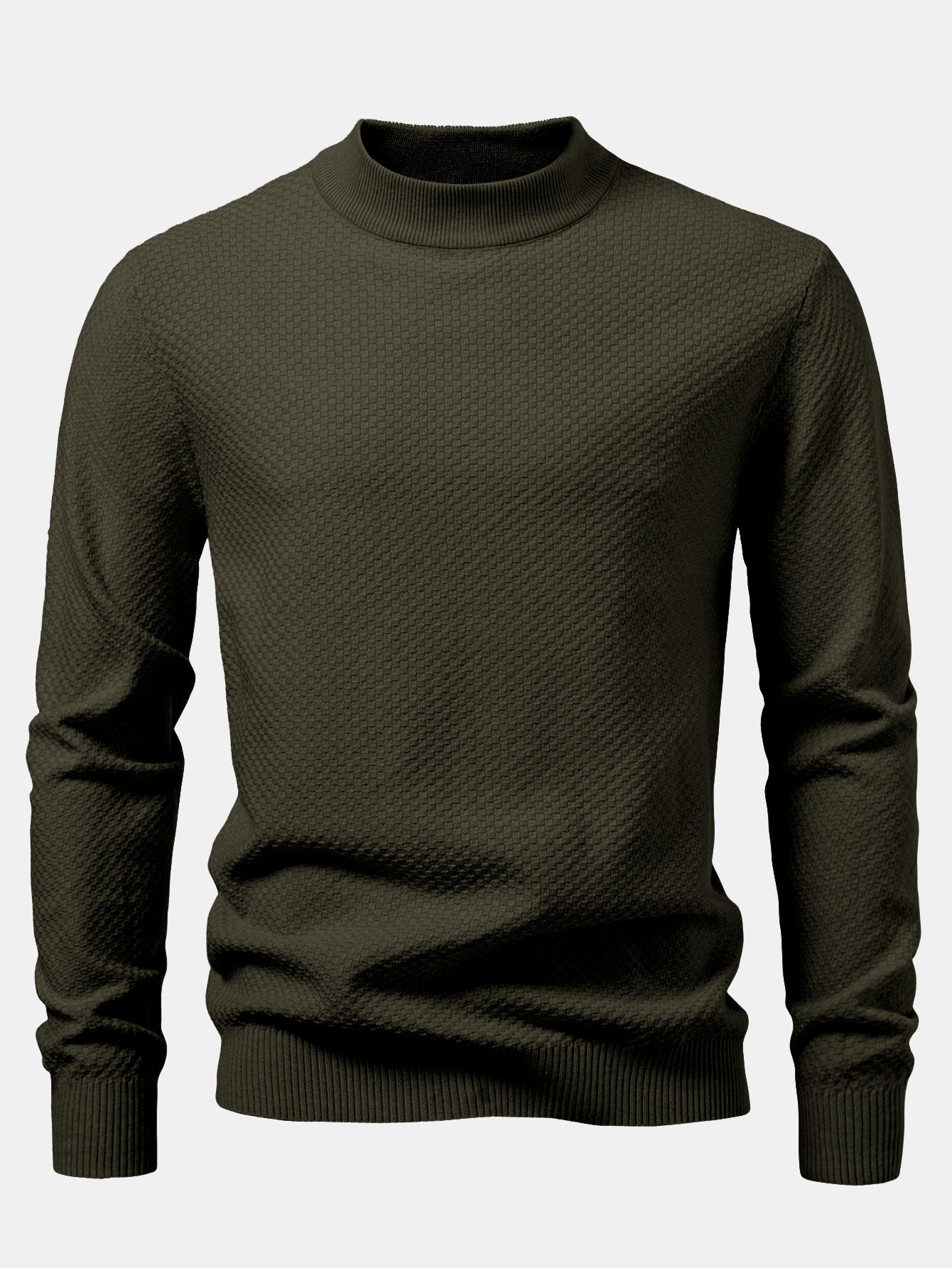 Amir® | Checkerboard Textured Mock Neck Sweater