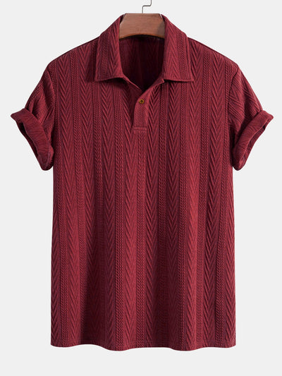 Ciro® | Short Sleeve Jacquard Polo & Straight Leg Ribbed Pants