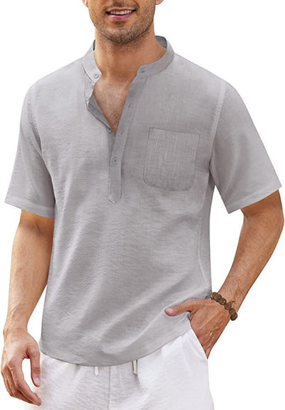 Justinian® | Plain Men'S Shirt With Stand-Up Collar