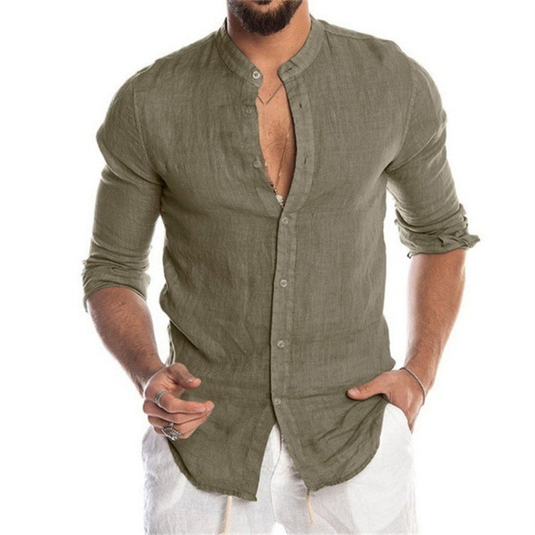 Julian® | Long-Sleeved, Loose Men'S Shirt With Stand-Up Collar Made Of Linen
