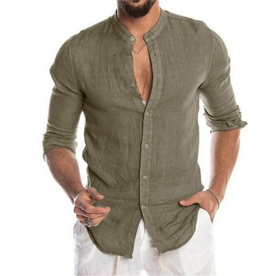 Julian® | Long-Sleeved, Loose Men'S Shirt With Stand-Up Collar Made Of Linen