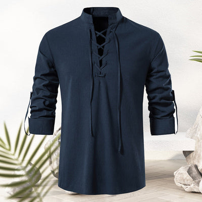 Jotham® | Men'S Cotton And Linen Drawstring T-Shirt