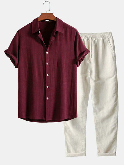 River | Linen blend shirt and straight pants set