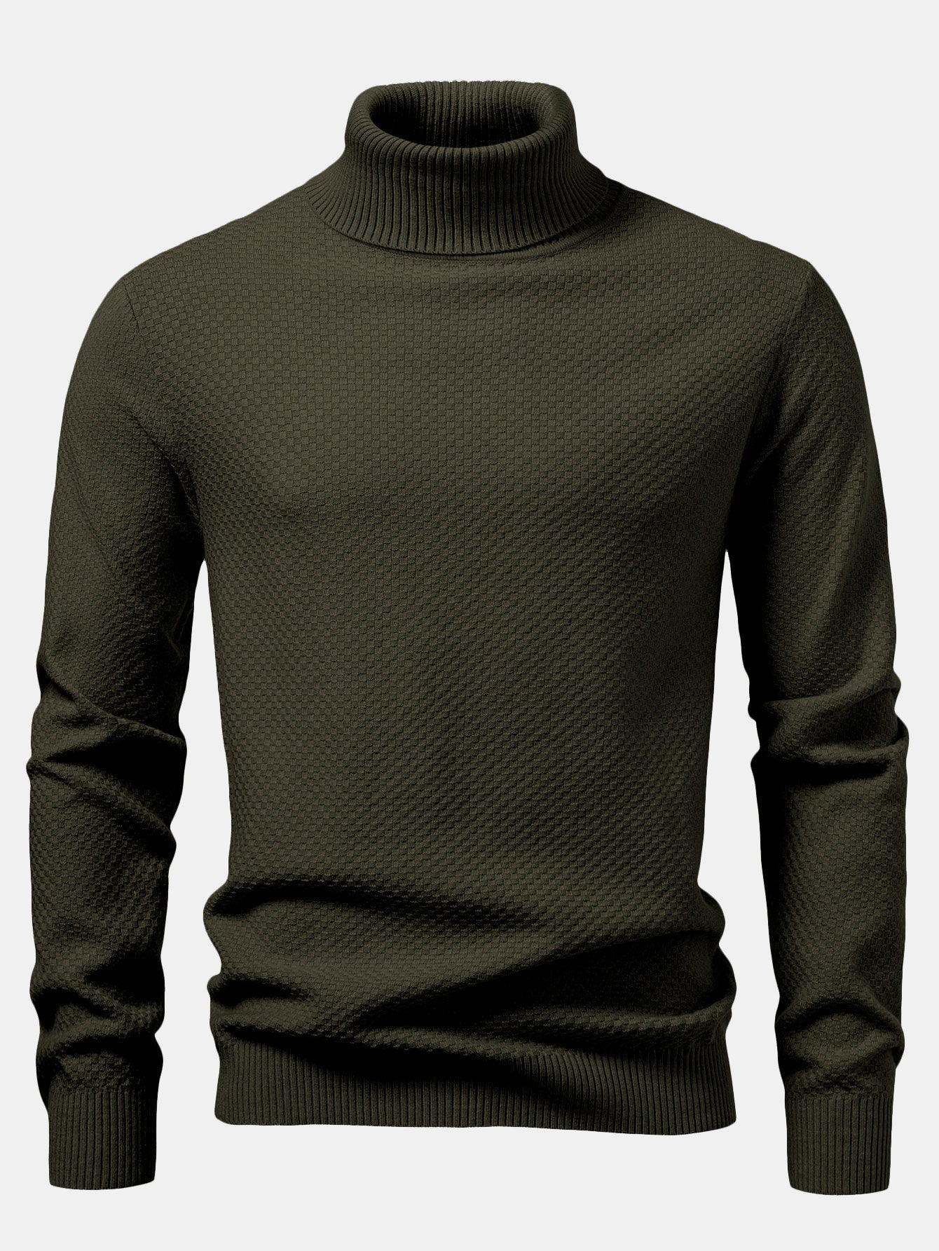 Amaro® | Checkerboard Textured Turtle Neck Sweater