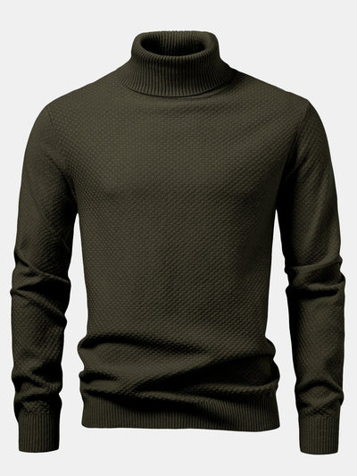 Amaro® | Checkerboard Textured Turtle Neck Sweater