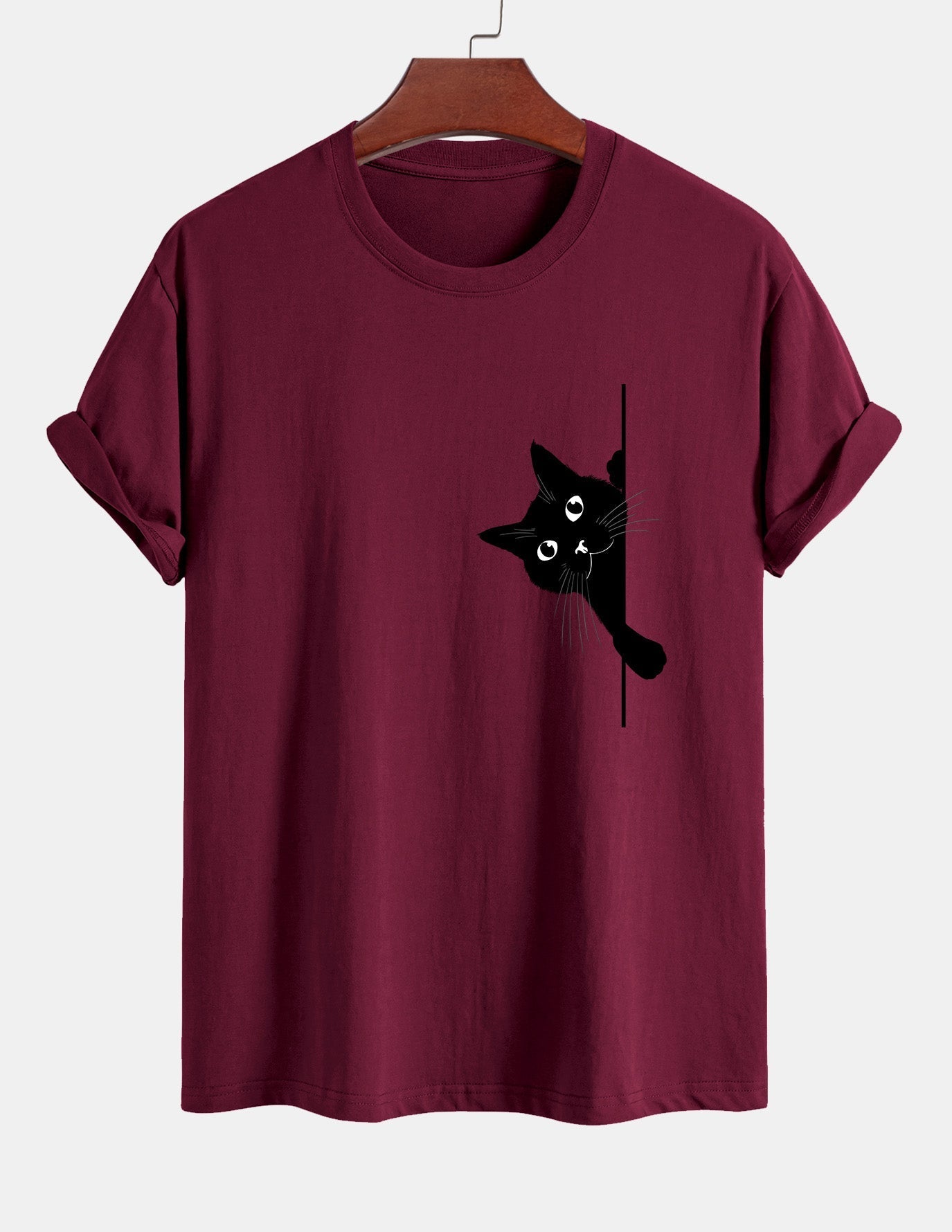 Ulises® | Black Cat Print Cotton T-Shirt