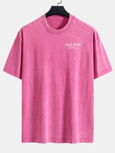 Jairo® | USA Old Row Beer Print Washed Distressed Drop Shoulder T-Shirt