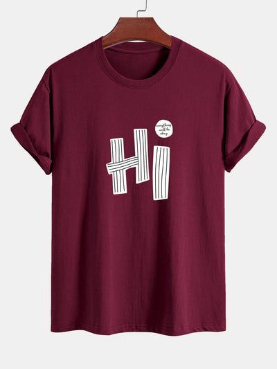 Mercurio® | Hi Slogan Lines Print Cotton T-Shirt