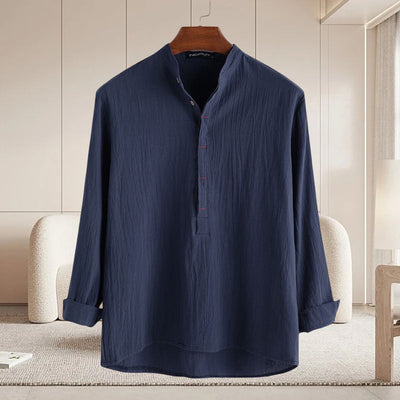 Jovian® | Long-Sleeved Cotton And Linen Shirt For Men