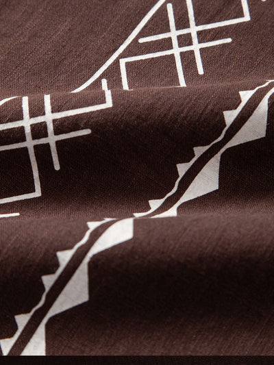 Arto® | Geometric Print Linen Look Shirt