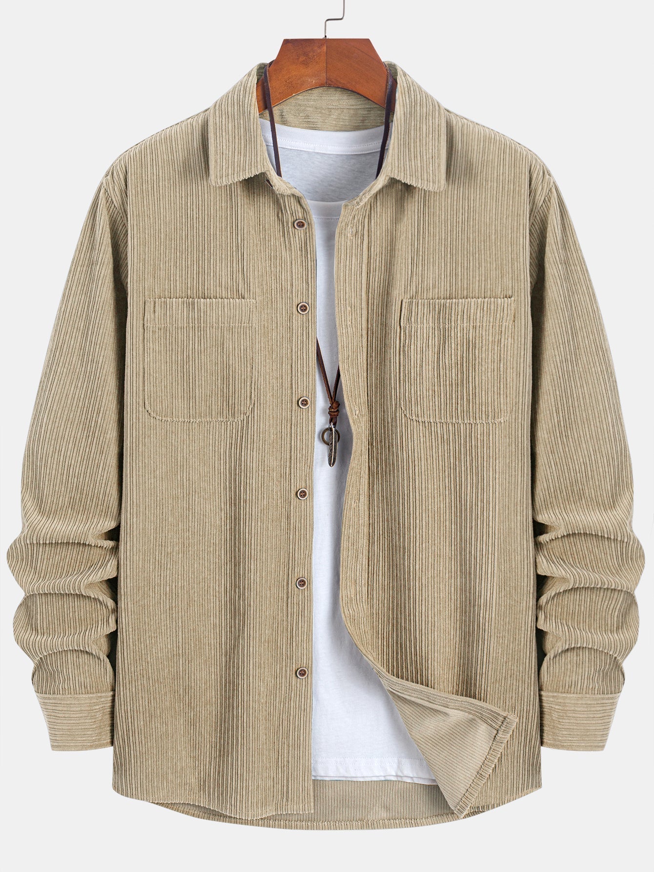 Kareem® | Long Sleeve Corduroy Pocket Button Up Shirt