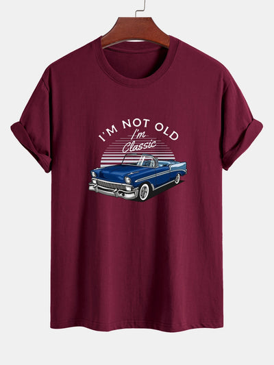 Mencio® | Car Slogan Print Cotton T-Shirt