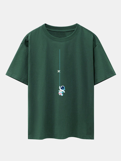 Kevin® | Astronaut On A Rope Print Drop Shoulder Oversize T-Shirt