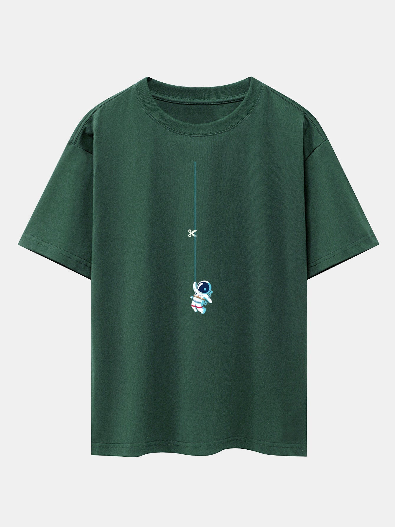 Lino® | Astronaut On A Rope Print Drop Shoulder Oversize T-Shirt