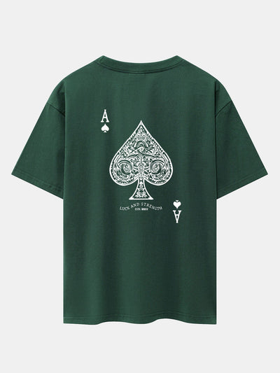 Ahab® | Ace Of Spades Print Drop Shoulder Oversize T-Shirt