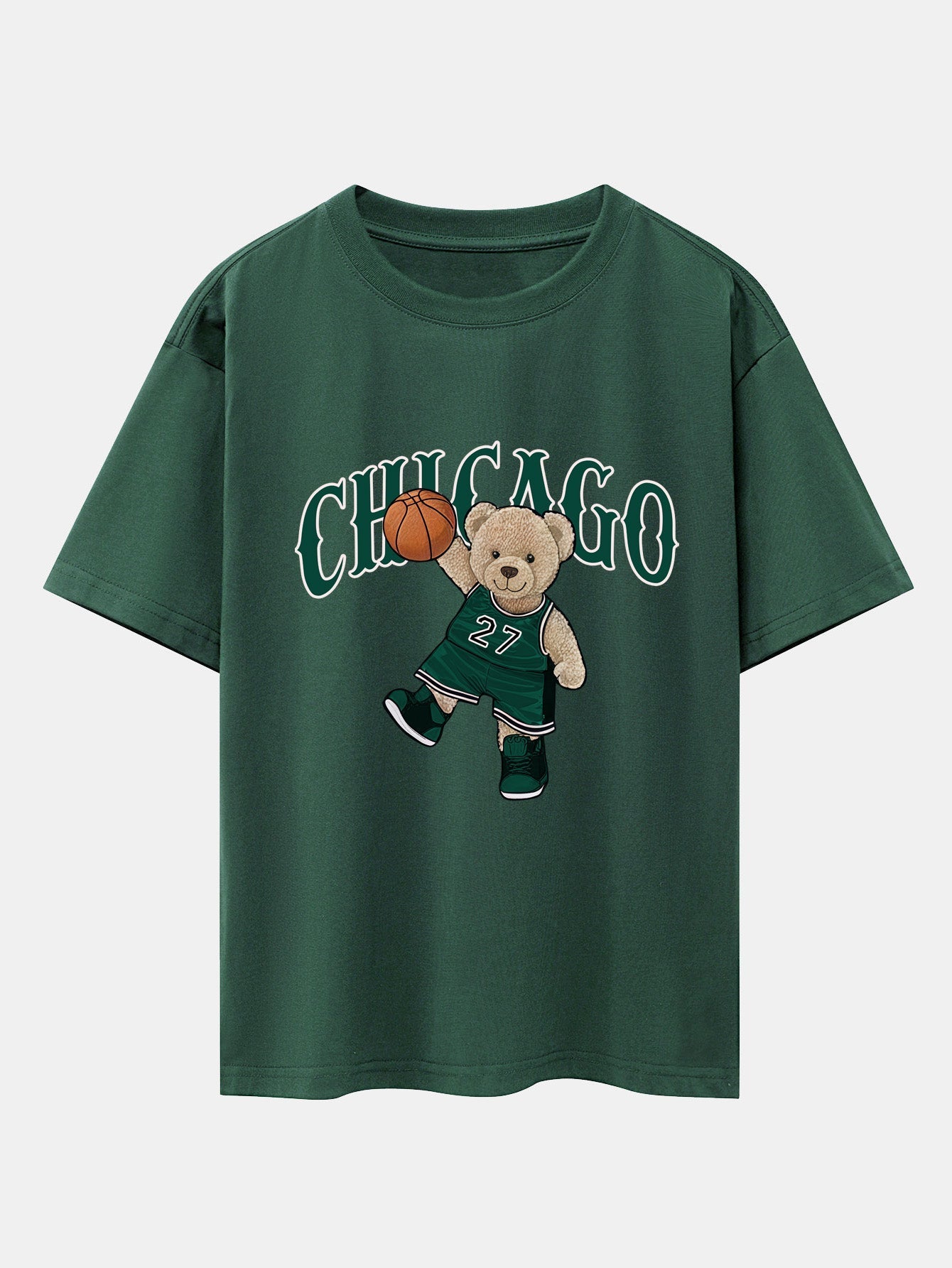 Erico® | Chicago Basketball Bear Print Drop Shoulder Oversize T-Shirt