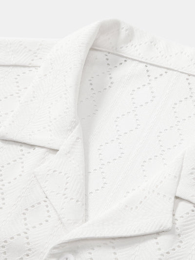 Macabeo® | Muscle Fit Diamond Texture Cuban Shirt