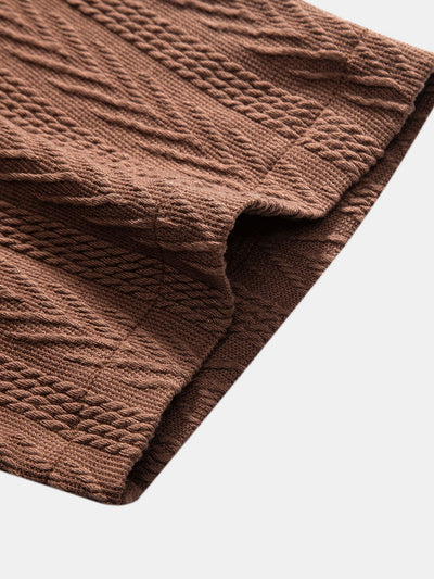 Harvey® | Texture Jacquard Cuban Shirt & Linen Cotton Blend Drawstring Shorts