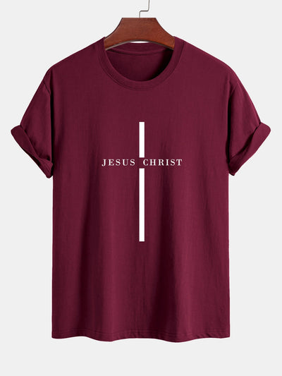 Odón® | Jesus Christ Stripe Print Cotton T-Shirt