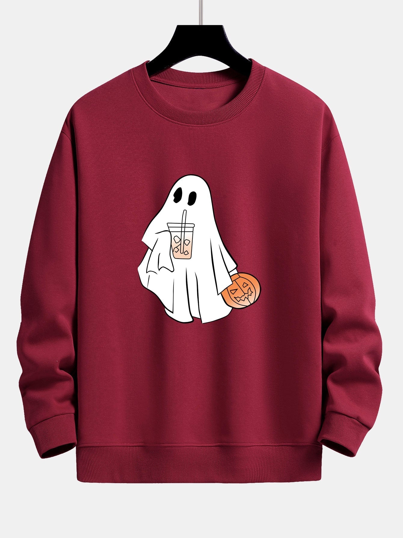 Bruno® | Halloween Ghost Drinking Coffee Pumpkin Print Relax Fit Sweatshirt