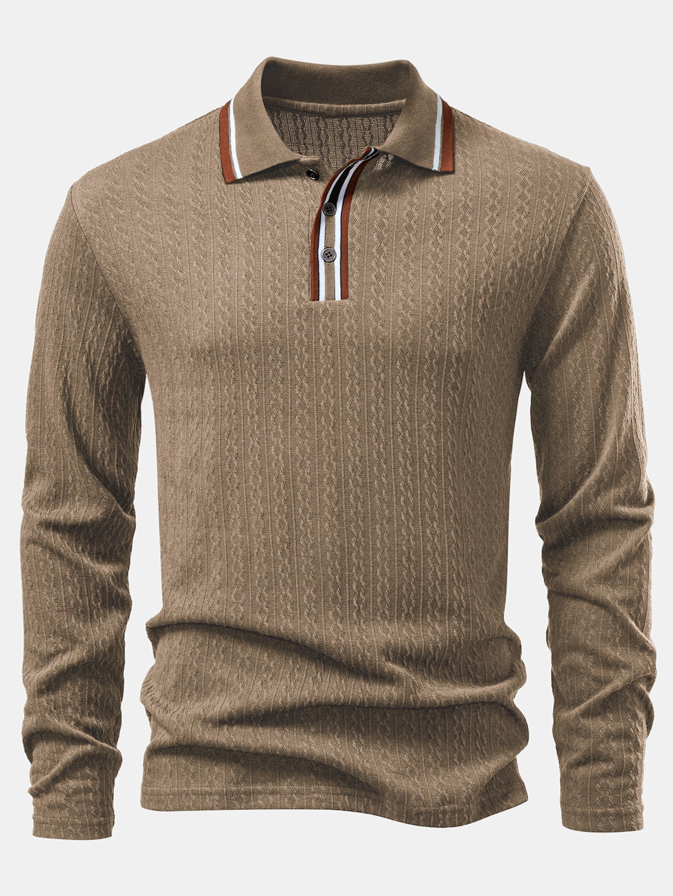Jacob | Long Sleeve Twist Jacquard Polo Shirt