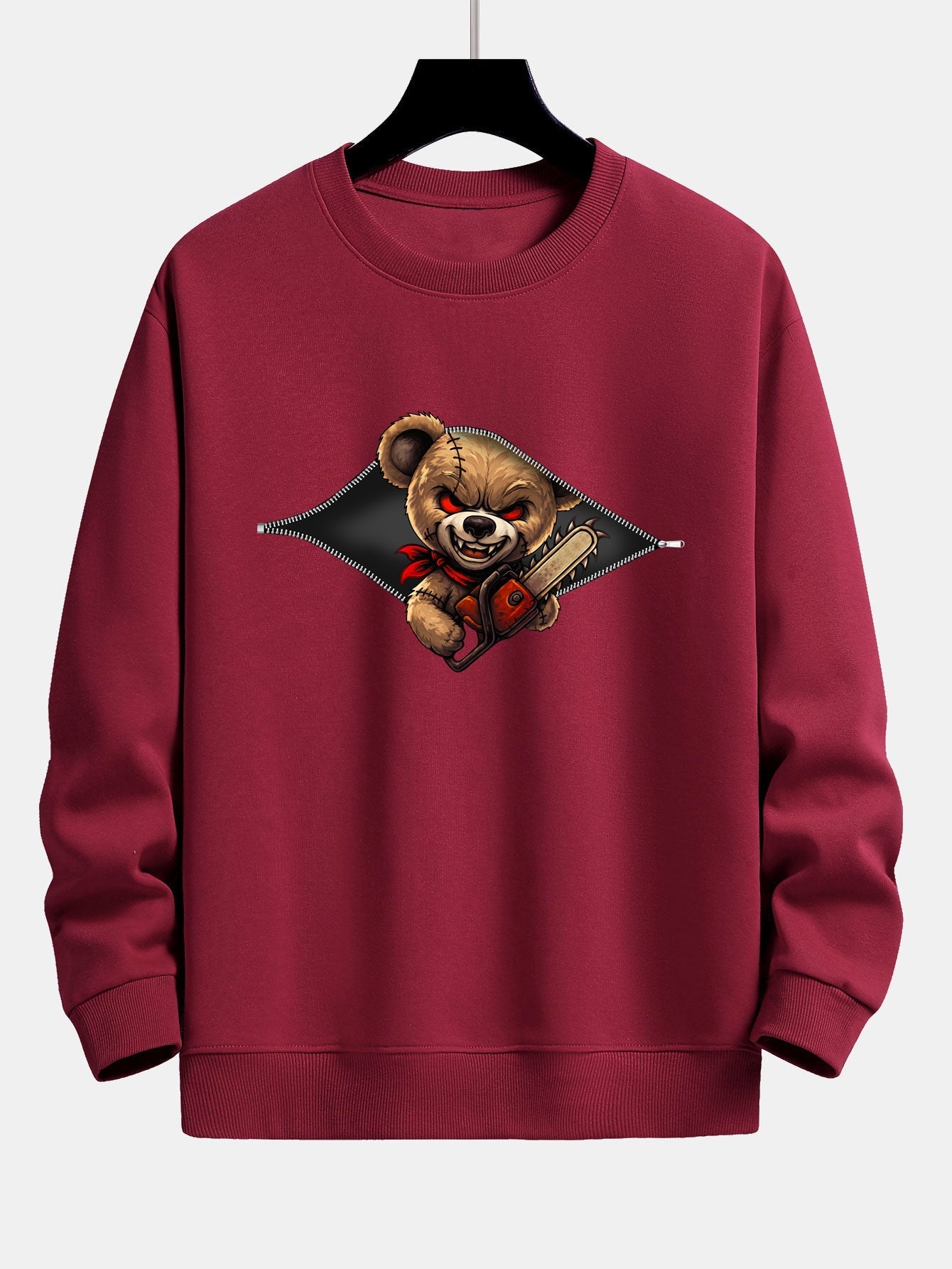 Jael® | Halloween Zipper Evil Bear Print Relax Fit Sweatshirt
