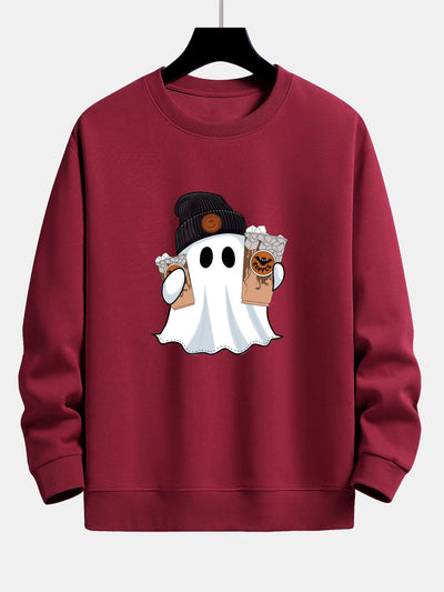 Calixto® | Halloween Ghost Coffee Print Relax Fit Sweatshirt
