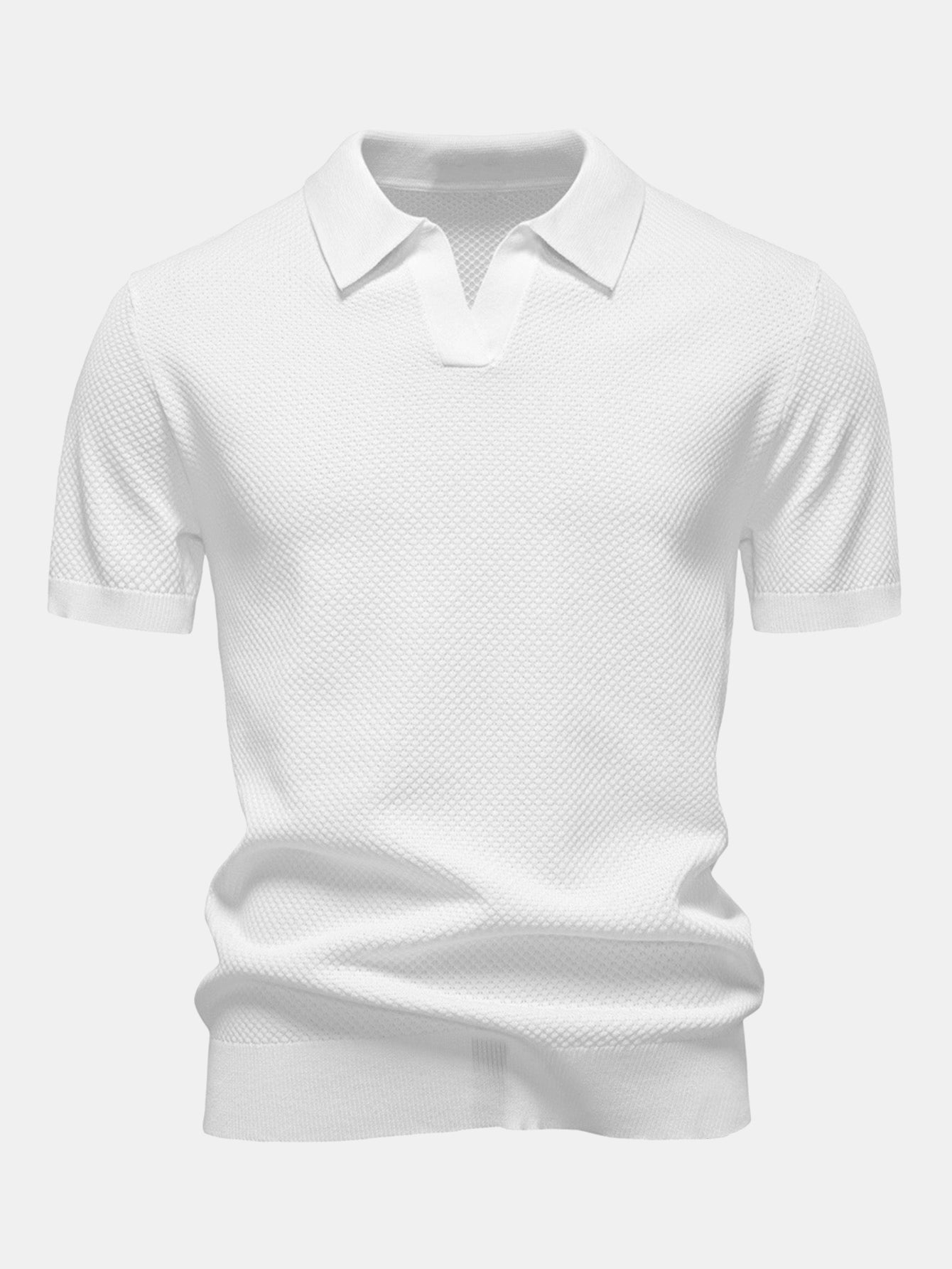 Jayden | Pineapple Texture Knit V Neck Polo Shirt